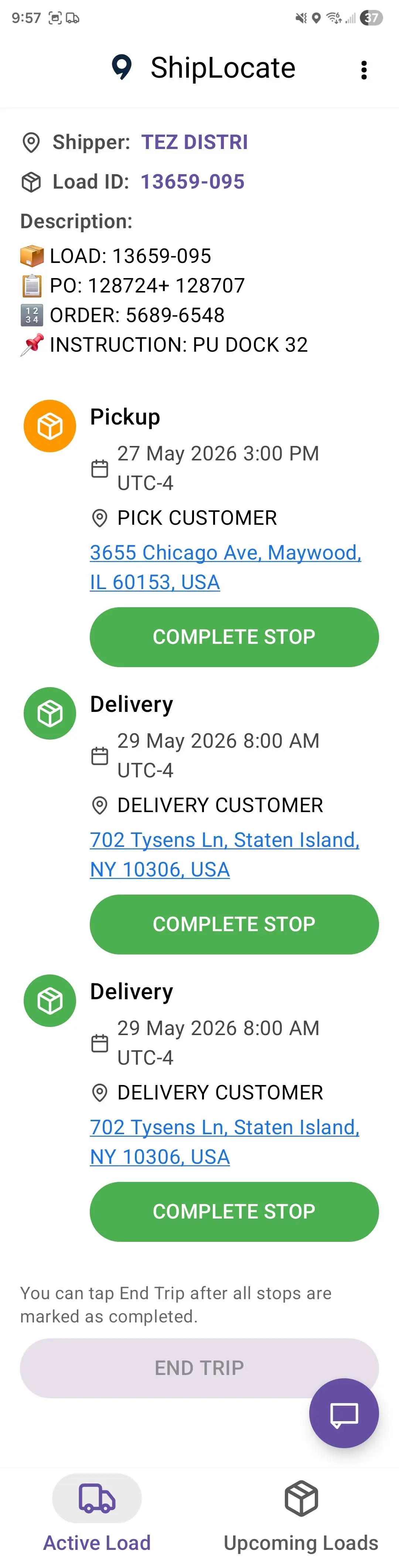Android active load stops