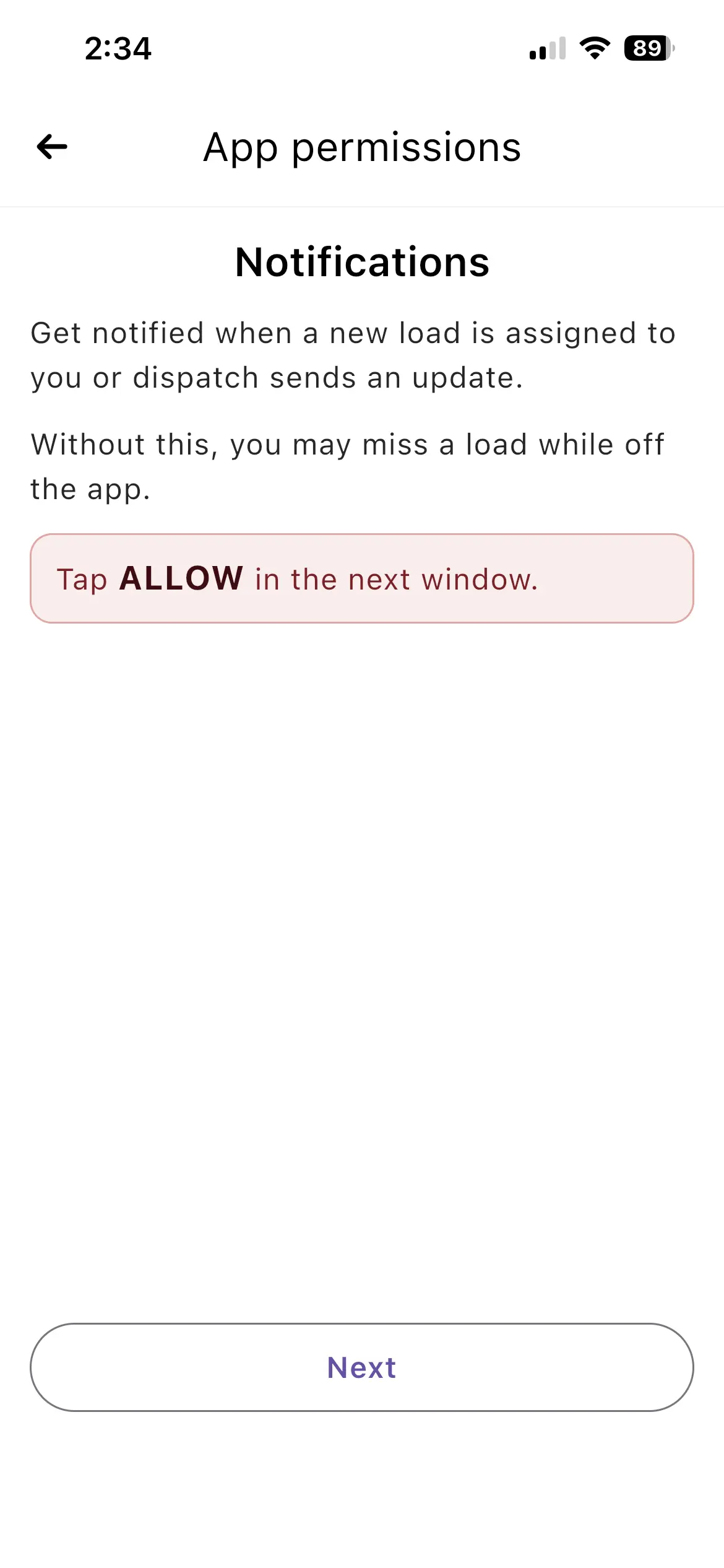 iOS notifications permission instruction