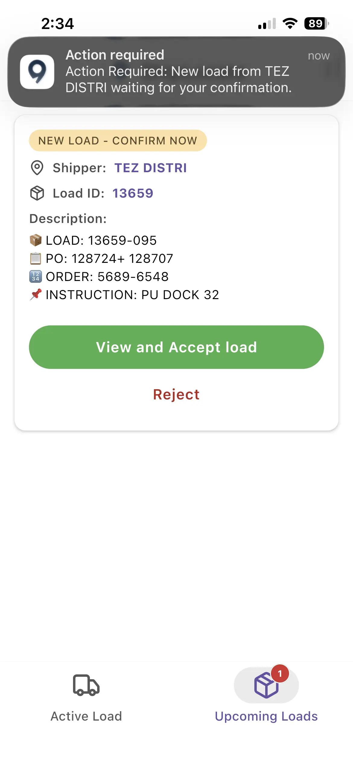 iOS new load notification